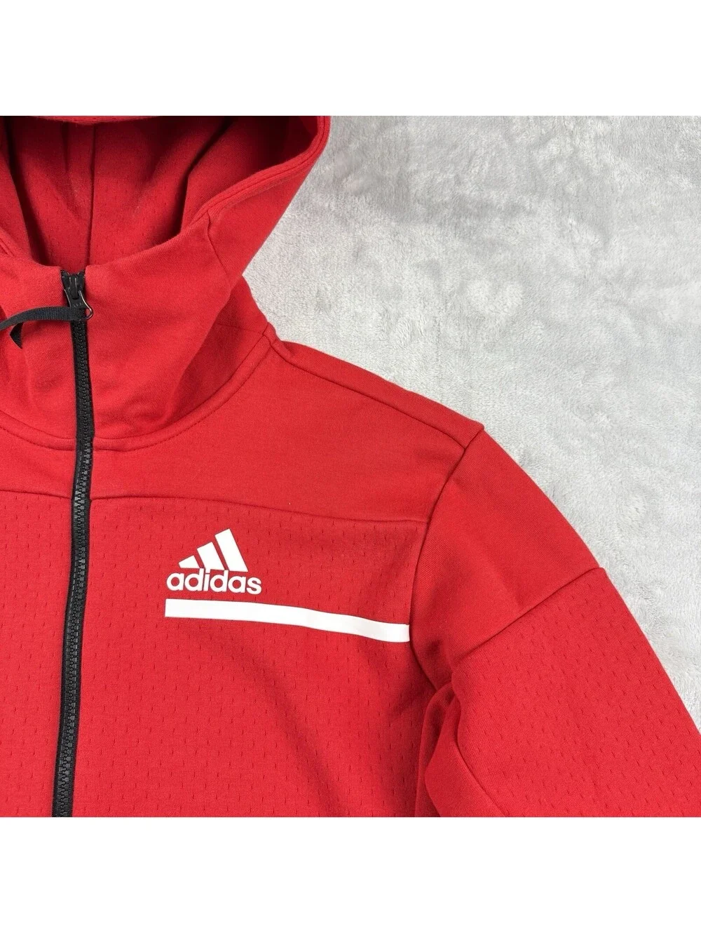 Adidas Z.N.E Full Zip Hoodie Performance Fleece Sz S Red Trim Techwear Athletic